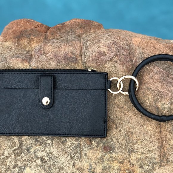 NWT!!  BLACK Wristlet With Detachable Bangle Keyring - Picture 4 of 6